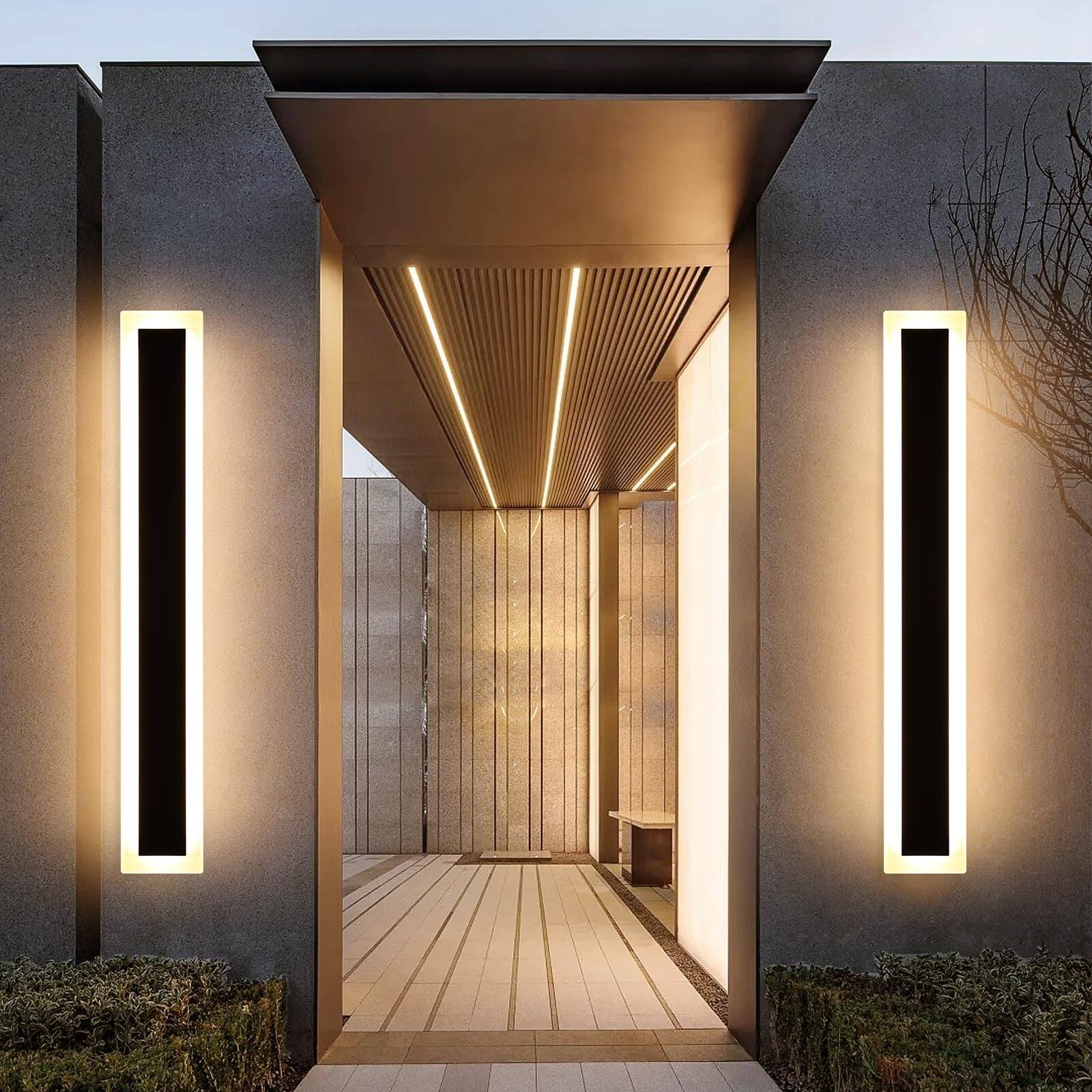 Front. Reds Spade - Upgraded Widened 47 Outdoor Wall Light Fixtures 3000k Exterior Lighting Ip65 Waterproof Rust Hardwire Mount - Warm White L47.2*W5.5IN.