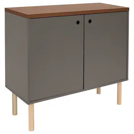 Front. Sunnydaze - Mid-Century Modern 2-Door Accent Buffet Cabinet - Gray.