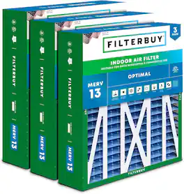 Filterbuy - 17.5x21x5 MERV 13 Smoke & Allergy Defense, Pleated HVAC AC Furnace Air Filters Replacement for Rheem & Ruud (3-Pack) - Blue