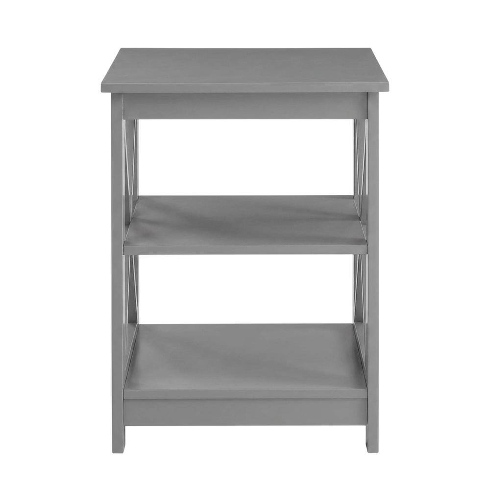 Angle. FurniFact - Gray end table with storage shelves in transitional coastal style - Gray.