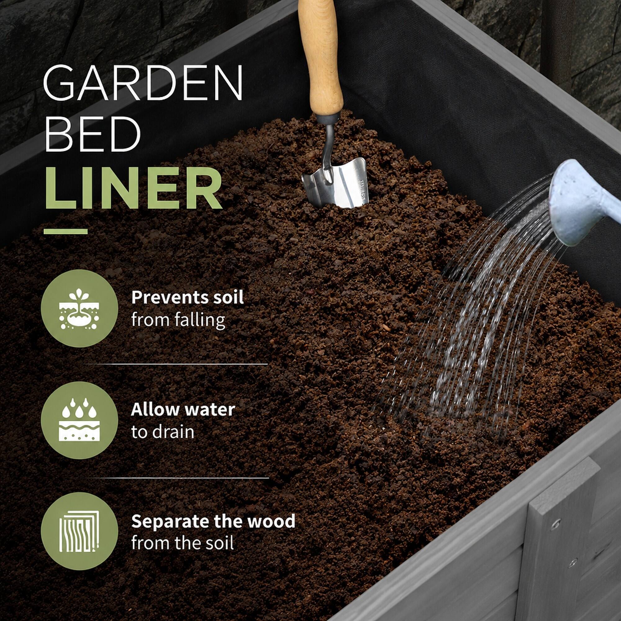 GARDEN BED LINER

- Prevents soil from falling
- Allow water to drain
- Separate the wood from the soil