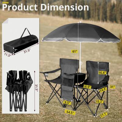 2 seat patio umbrella chair Goplus Double Camping with Umbrella, Folding Loveseat Chairs w/Canopy Shade, Carrying Bag, Table, Cup Holder, Portable Beach Chairs Outdoor Picnic (Blue) : Sports & Outdoors Outdoor activity is full of interest Telescope Casual Bazza Double Chaise