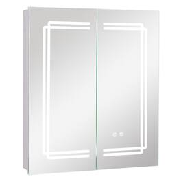 SlickBlue - Wall-Mounted Bathroom Medicine Cabinet with Mirror, 2 Doors, and Lights - White