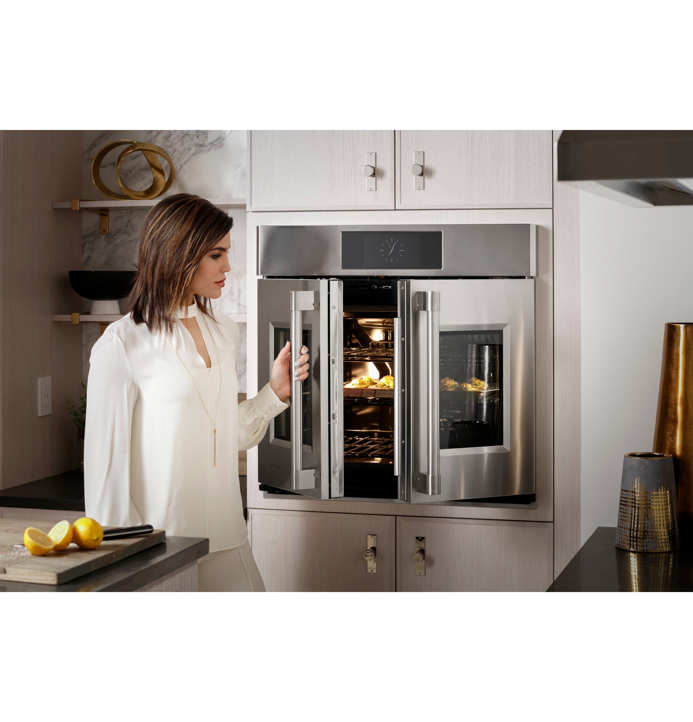 Alt View 14. Monogram - 30" Built-In Single Electric Convection Wall Oven with French-Door Design and LCD Controls - Stainless steel.