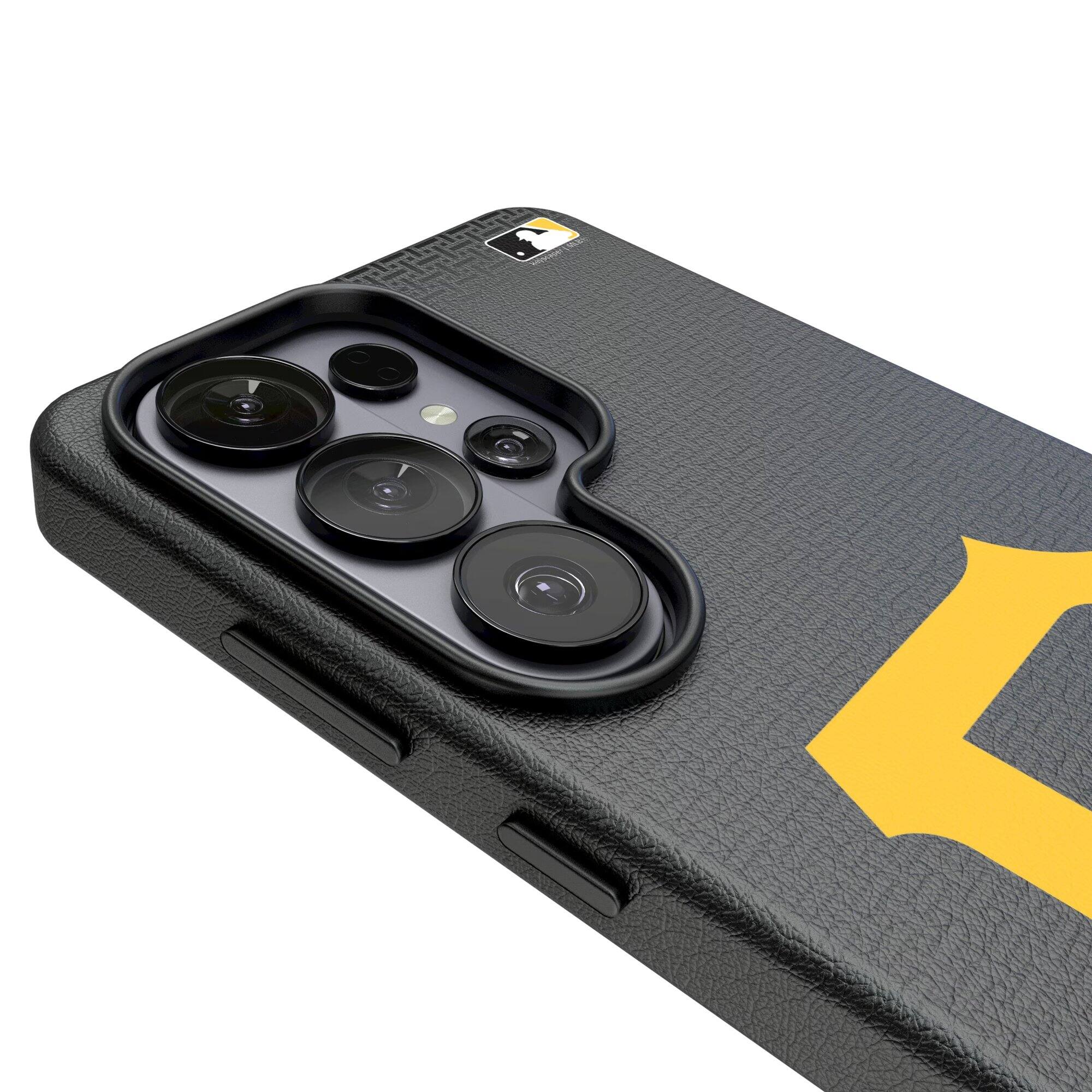 Alt View 2. Keyscaper - Pittsburgh Pirates Linen Galaxy Magnetic Bump Case - S25 Ultra - Black.