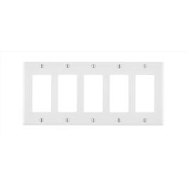 Leviton - 5 gang Thermoset Plastic Decorator Wall Plate 1 pk - White