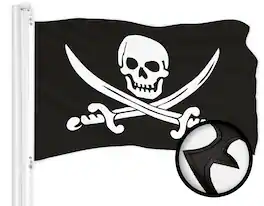 G128 - Pirate Jolly Roger Swords Flag - 2 x 3 ft Embroidered 300D Polyester with Brass Grommets - Assorted Colors
