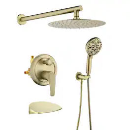 Boyel Living - 10-Inch Rain Shower System Brass SUS304 3-Function Valve 7-Function Handheld cUPC - Brushed Gold