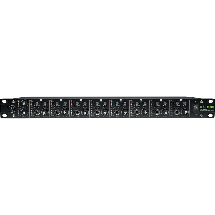 Angle. Mackie - 8-Channel Headphone Amplifier, with 16 Headphone Outputs, 2 Inputs, 2 Outputs, 8 Aux Inputs and 8 Input Select Switches - Black.