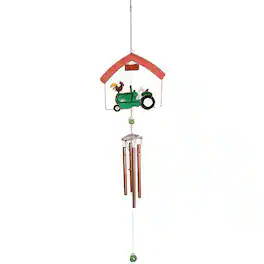 FC Design - 31.5" Long Green Car in a Barn Wind Chime Outdoor Patio or Garden Hanging Decoration - Multi-Color