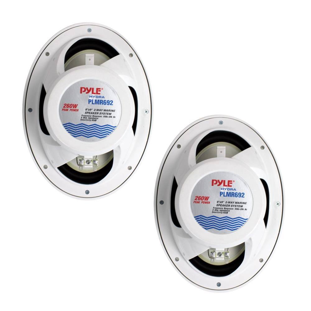 PYLE HYDRA PLMR692  
260W PEAK POWER  
6.5" 2-WAY MARINE SPEAKER SYSTEM  
1Ω IMPEDANCE 500W-20Ω  

PYLE HYDRA PLMR692  
260W PEAK POWER  
6.5" 2-WAY MARINE SPEAKER SYSTEM  
1Ω IMPEDANCE 500W-20Ω