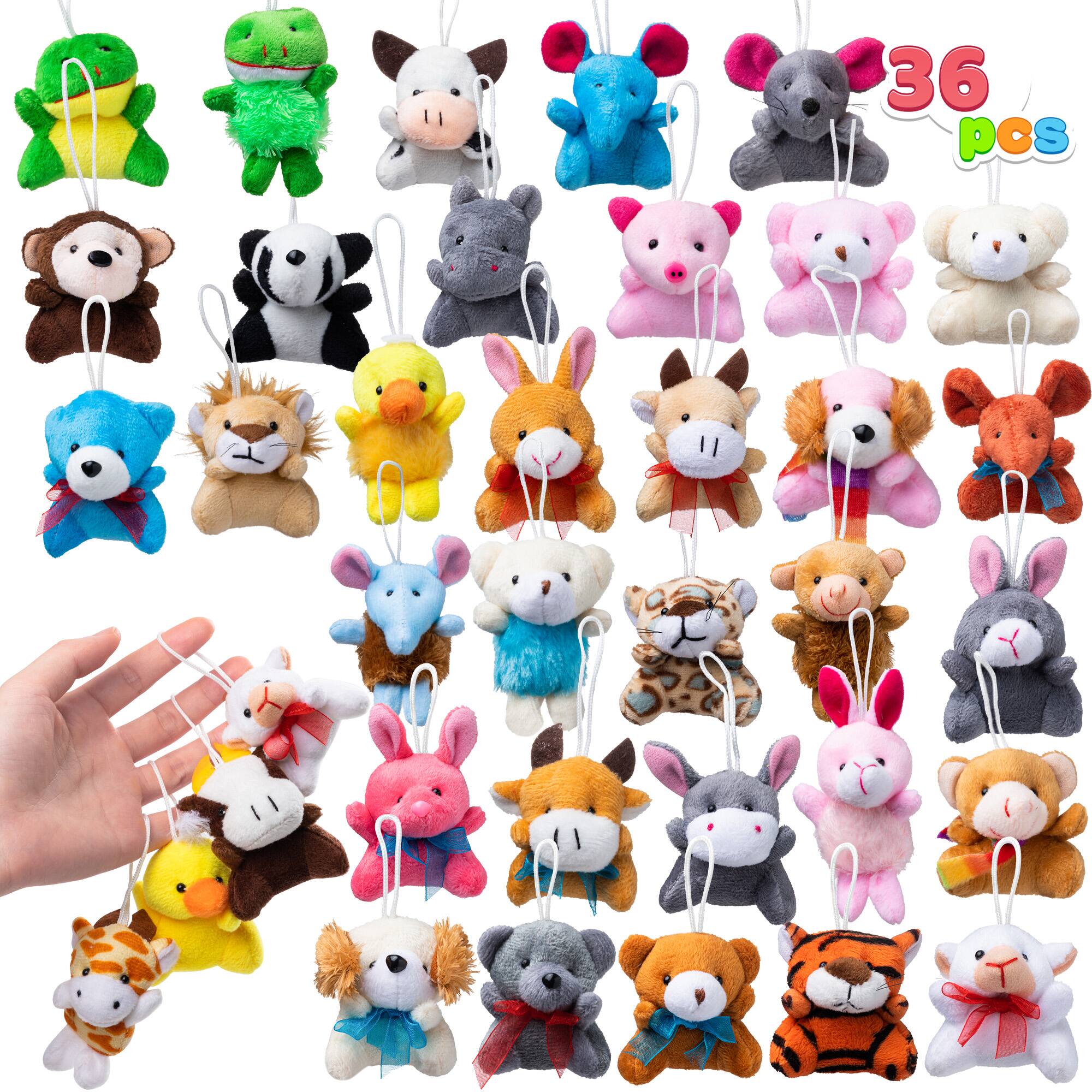 Joyfy - 36Pcs Kids Mini Plush Animal Toy Set Bulk Stuffed Keychain Party Favors Decoration Toys Carnival Prizes Birthday Gift