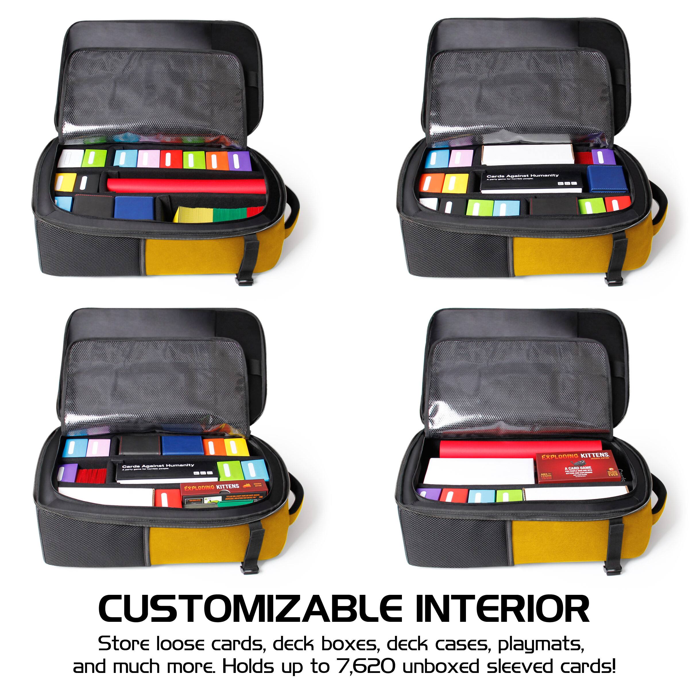 - d - E - I I e - --- - - - - : | - --- - PERLOGINO KILTENS n - - adda FE 1 ADOmS KITTEMS - i CUSTOMIZABLE INTERIOR Store loose cards, deck boxes, deck cases, playmats, and much more. Holds up to 7,620 unboxed sleeved cards!