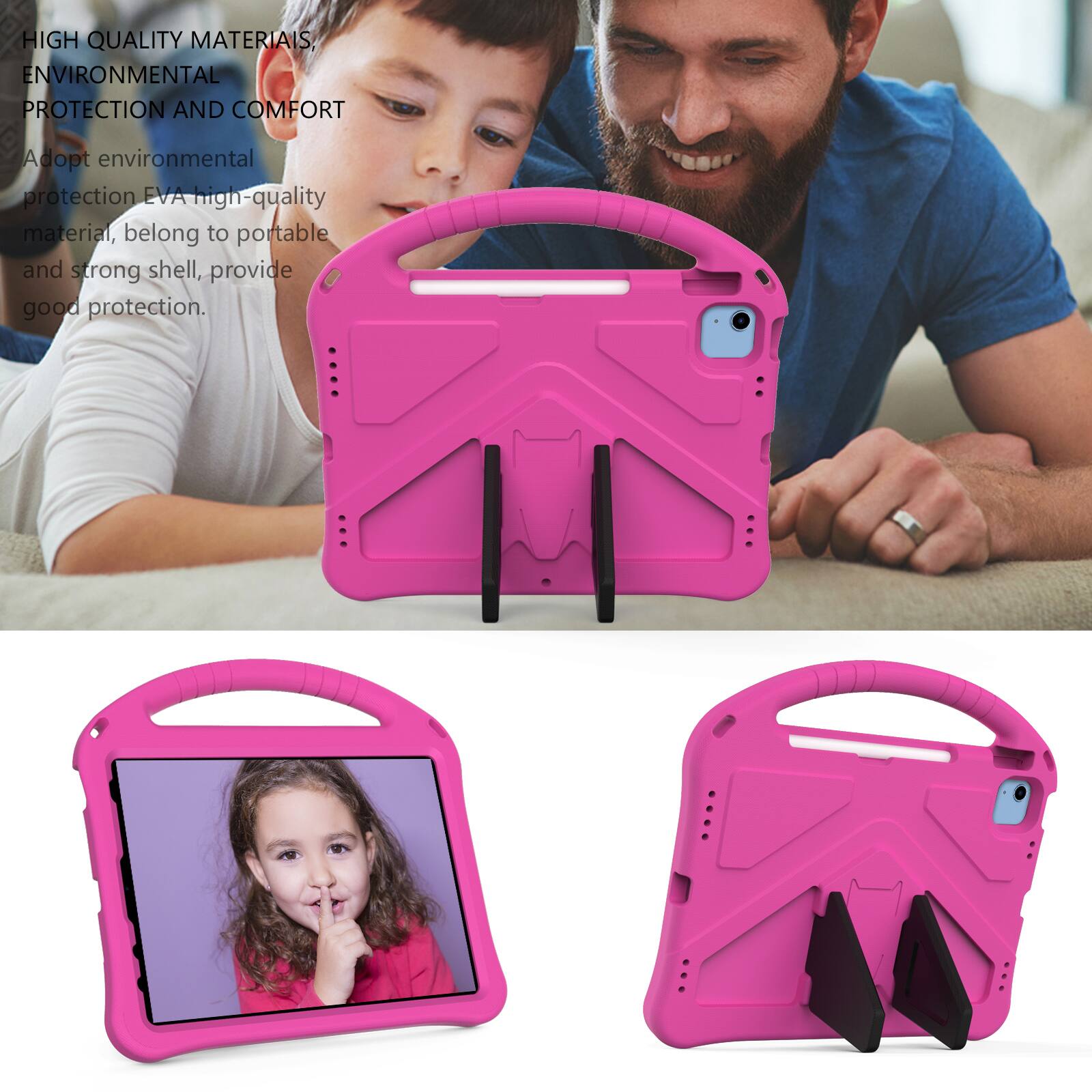 HIGH QUALITY MATERIALS, ENVIRONMENTAL PROTECTION AND COMFORT

Adopt environmental protection EVA high-quality material, belong to portable and strong shell, provide good protection.