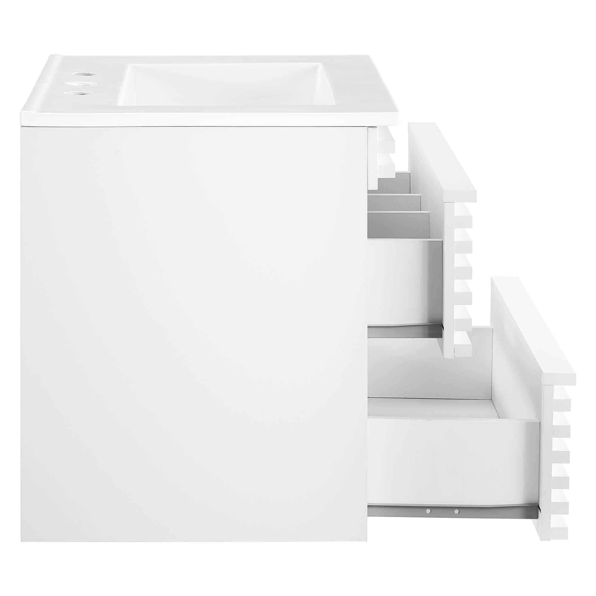 Alt View 1. Modway - Render Wall-Mount Bathroom Vanity with White Basin Included - White White.