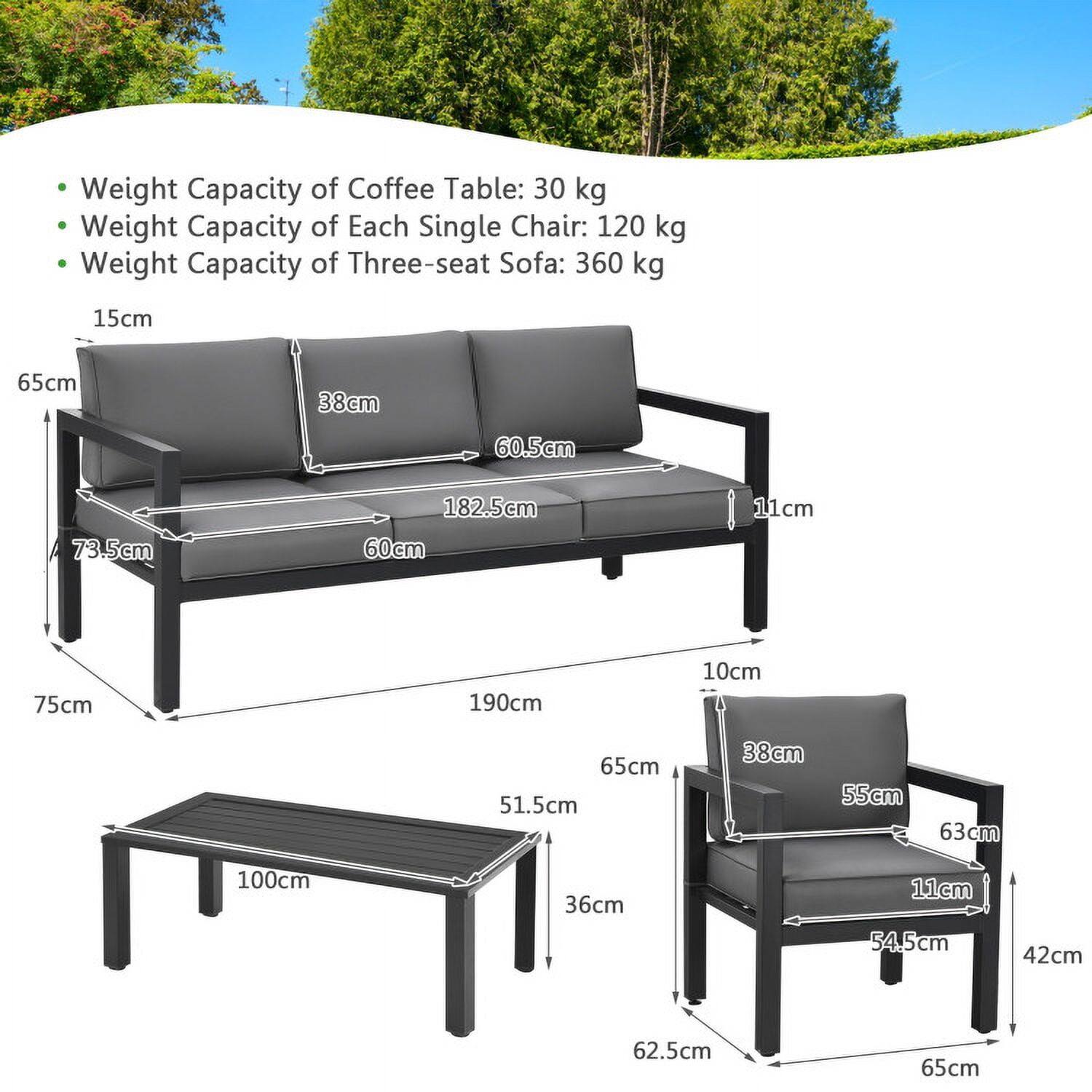 - Weight Capacity of Coffee Table: 30 kg
- Weight Capacity of Each Single Chair: 120 kg
- Weight Capacity of Three-seat Sofa: 360 kg

15cm  
65cm  
38cm  
60.5cm  
73.5cm  
182.5cm  
60cm  
11cm  
75cm  
190cm  
10cm  
65cm  
51.5cm  
38cm  
55cm  
63cm  
100cm  
36cm  
11cm  
54.5cm  
42cm  
62.5cm  
65cm