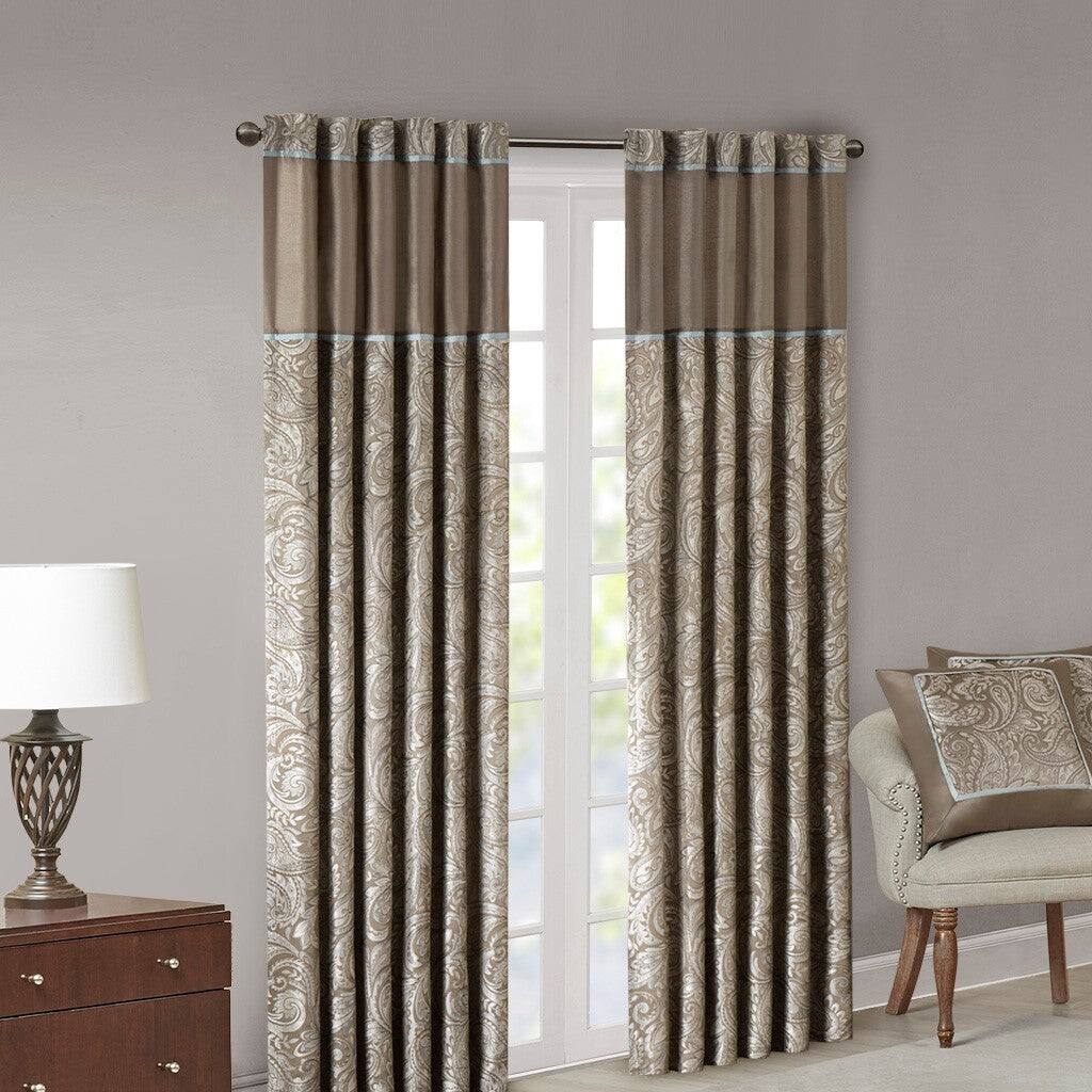 Back. BreeBe - Jacquard Curtain Panel Pair(2 Pcs Window Panels) - Multicolor.