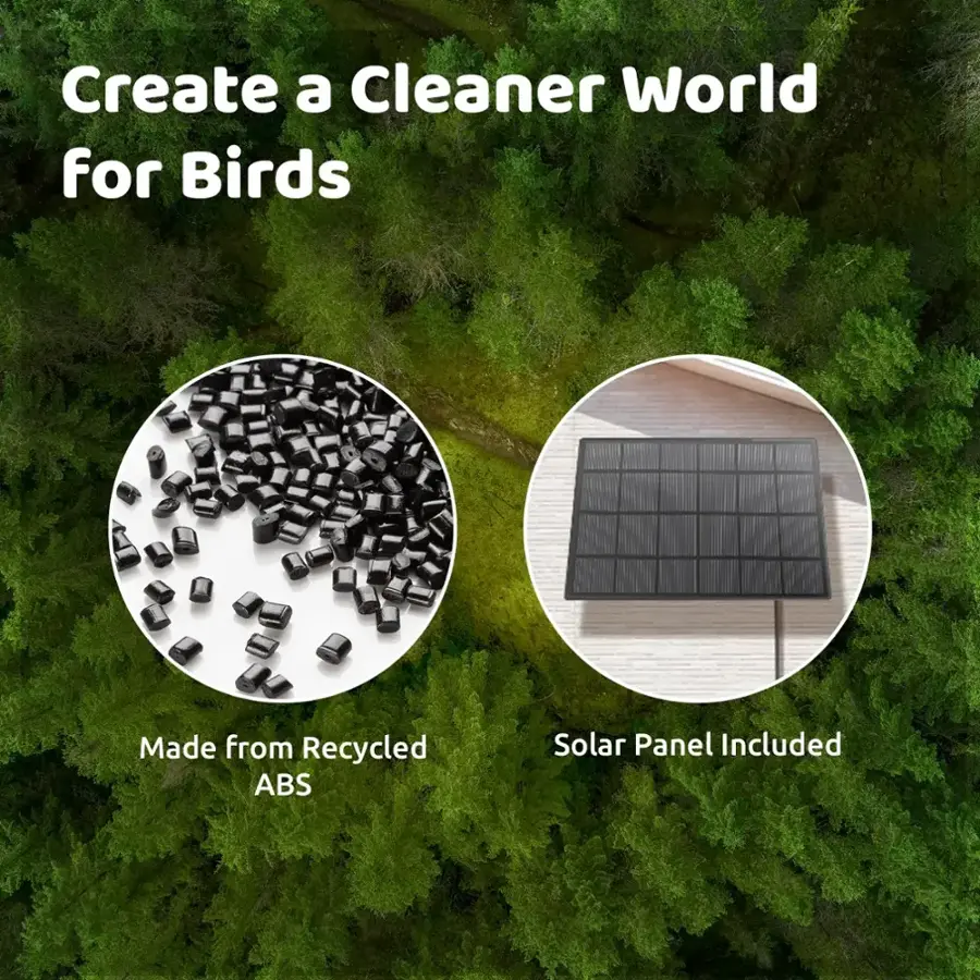 Create a Cleaner World for Birds Made from Recycled ABS Solar Panel Included