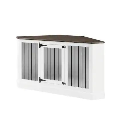 Front. Crosley Furniture - Winslow Corner Credenza Dog Crate - White.
