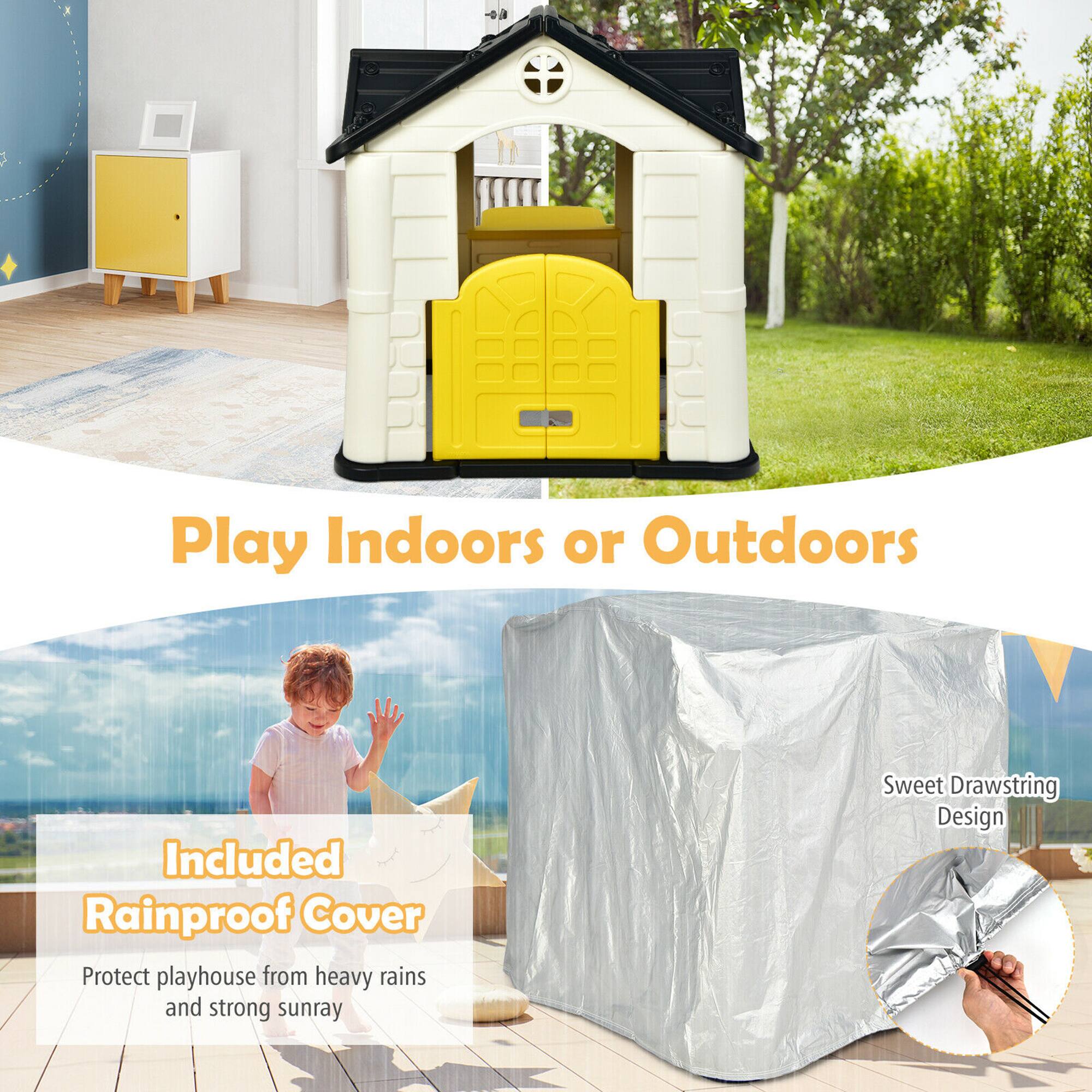 Play Indoors or Outdoors

Included Rainproof Cover  
Protect playhouse from heavy rains and strong sunray

Sweet Drawstring Design
