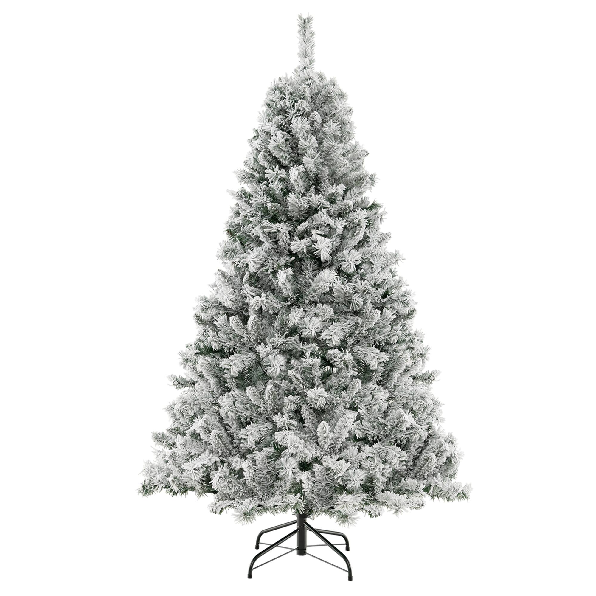 Alt View 19. Costway - 6 FT Pre-Lit Christmas Tree 3-Minute Quick Shape Flocked Decor with 300 LED Lights - Green/White.