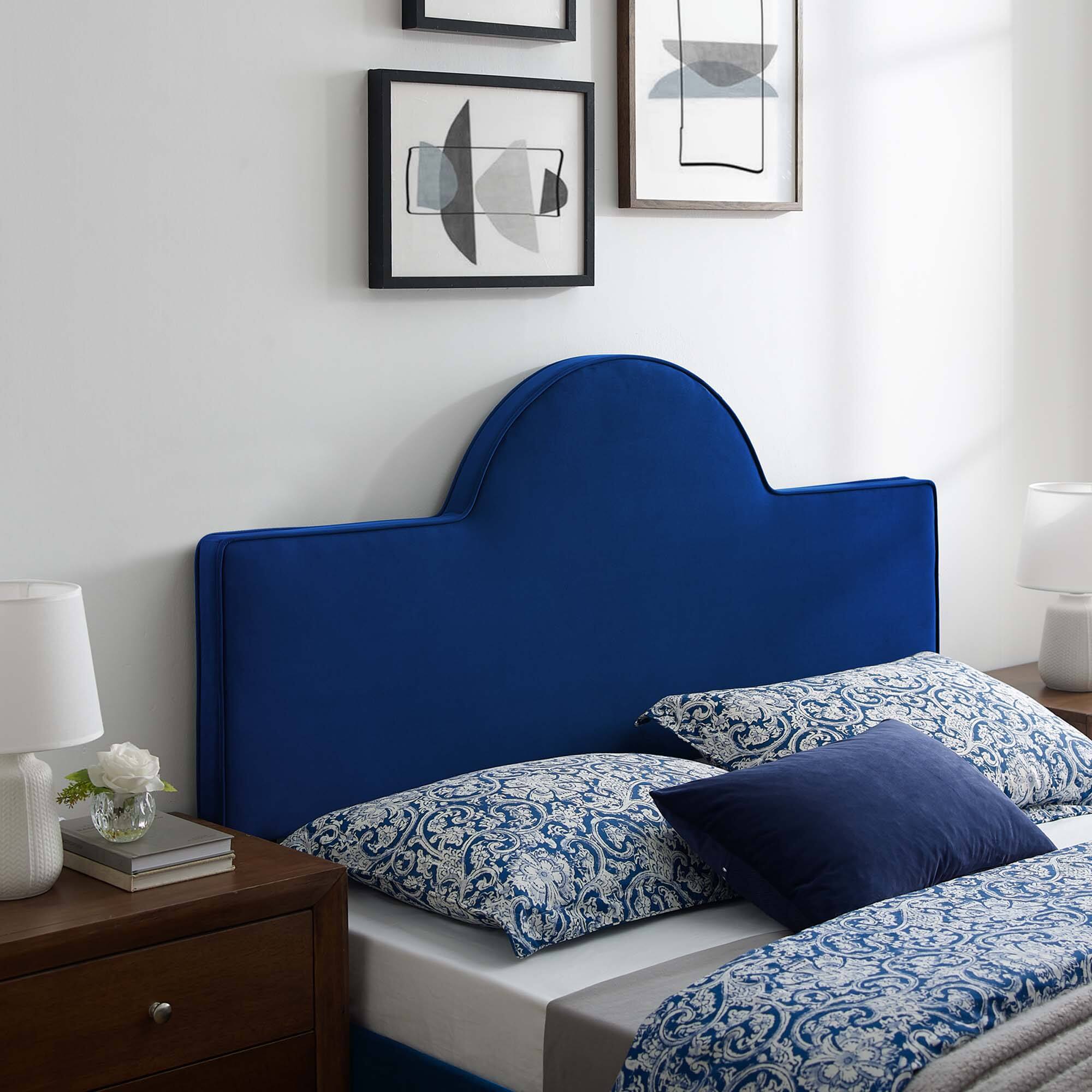 Alt View 1. Modway - Dawn Performance Velvet Full/Queen Headboard by Modway - Navy.