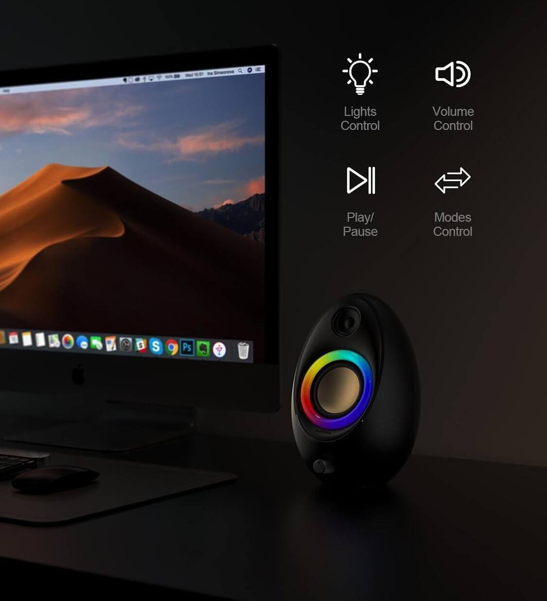 Lights Control  
Volume Control  
Play/ Pause  
Modes Control