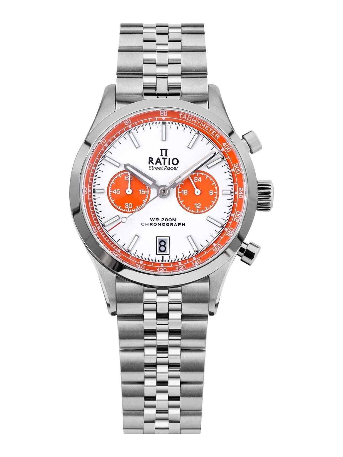 RATIO - Street Racer Chronograph RTC026 200M Orange Panda Dial Limited Edition Watch - White With Orange Subdials