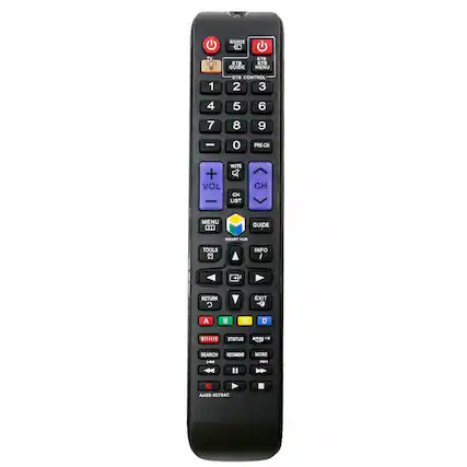 SOURCE
TV
STB GUIDE
STB MENU
STB CONTROL
1 2 3 4 5 6 7 8 9 0
PRE-CH
VOL
MUTE
CH
CH LIST
GUIDE
SMART HUB
TOOLS
INFO
RETURN
EXIT
A B C D
STATUS
AMEND
MORE
SEARCH
RECOMMEND
AA59-00784C