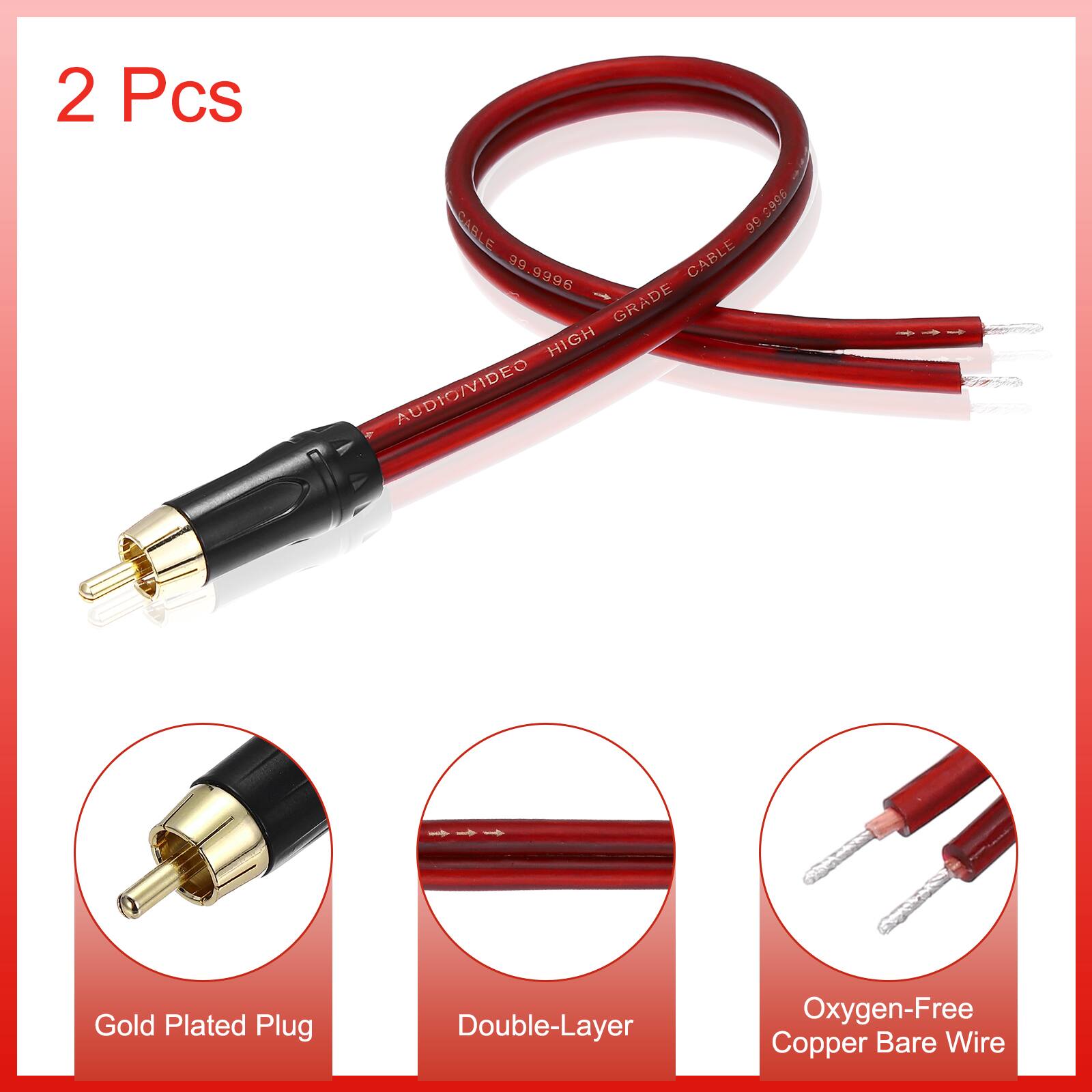 2 Pcs CABLE 56 99.9996 CABLE GRADE HIGH AUDIO/VIDEO Gold Plated Plug Double-Layer Oxygen-Free Copper Bare Wire