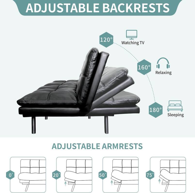 ADJUSTABLE BACKRESTS  
120° Watching TV  
160° Relaxing  
180° Sleeping  

ADJUSTABLE ARMRESTS  
0°  
20°  
50°  
75°