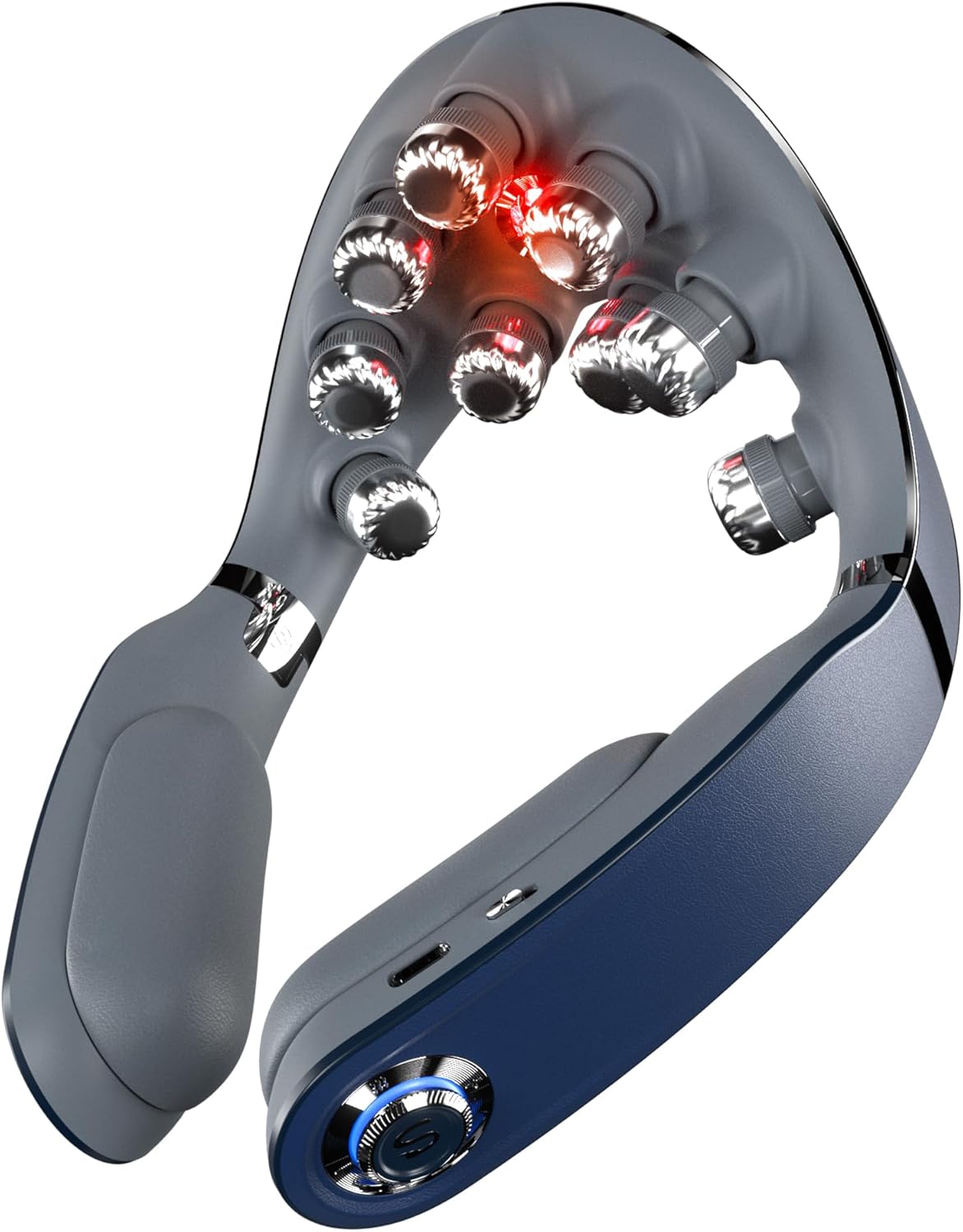 SKG - Foldable Neck Massager for Pain Relief Deep Tissue Vibration Cordless Travel Massager,Portable 9D Neck Massager - Blue