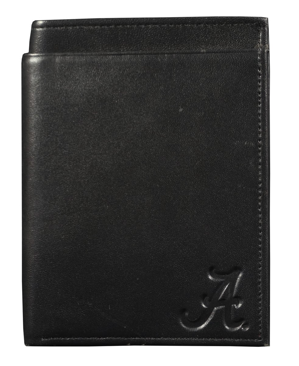 Rico Industries - Alabama Crimson Tide Black Leather RFID Blocking Passport Holder Cover Travel Billfold Wallet for Men & Women - Multi