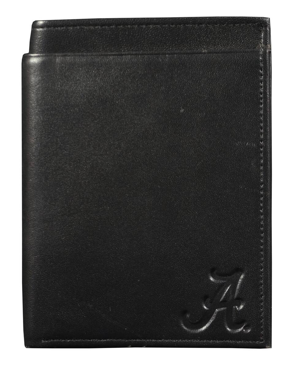 Front. Rico Industries - Alabama Crimson Tide Black Leather RFID Blocking Passport Holder Cover Travel Billfold Wallet for Men & Women - Multi.