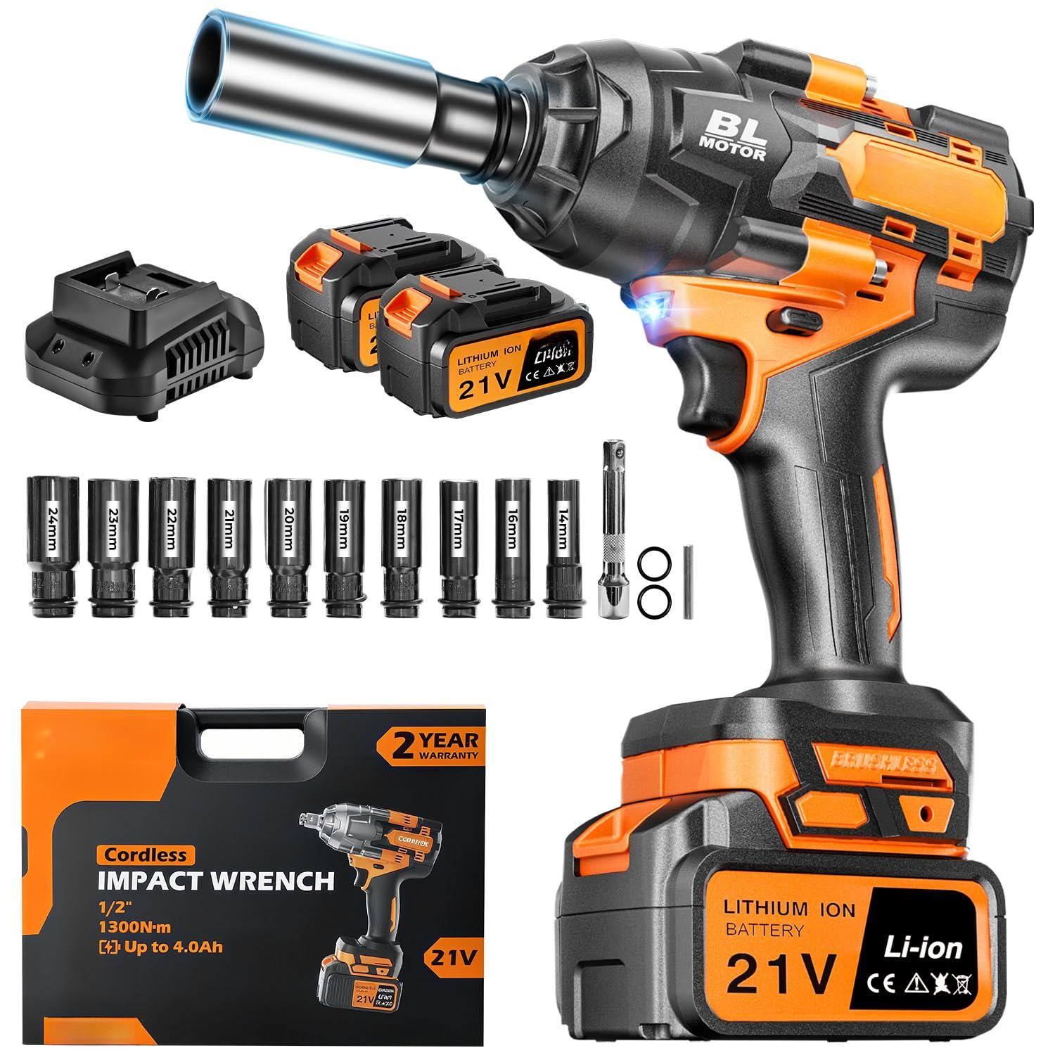 MOTOR BL KON LMda LITHIUM BATTERY CE AXS 21V 24mm 23mm 22mm 21mm 20mm 17mm 6mm 4mm 8 2 YEAR WARRANTY LOA Cordless 2 IMPACT WRENCH 1/2" 1300N-m [E] Up to 4.0Ah 21V 21V JNT LITHIUM ION BATTERY Li-ion 21V CE AX

LITHIUM ION BATTERY 21V

Cordless IMPACT WRENCH 1/2" 1300N-m [E] Up to 4.0Ah 21V

2 YEAR WARRANTY

LITHIUM ION BATTERY 21V

Li-ion

CE
