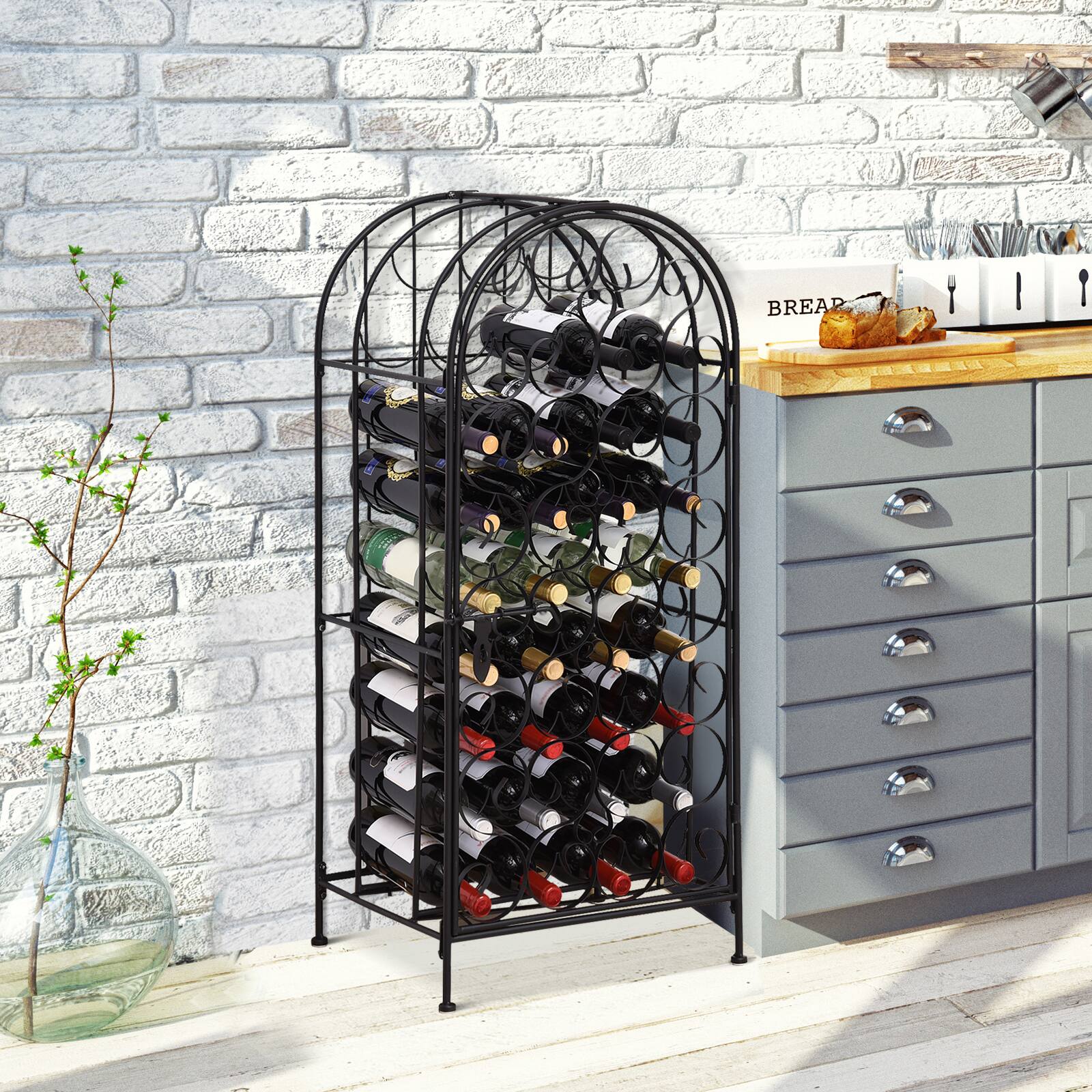 Alt View 1. Homcom - 35 Bottle Wrought Iron Wine Rack Cabinet with Lock.