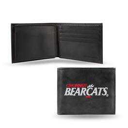 Rico Industries - Cincinnati Bearcats Embroidered Black Leather Bi-fold Wallet - Multi