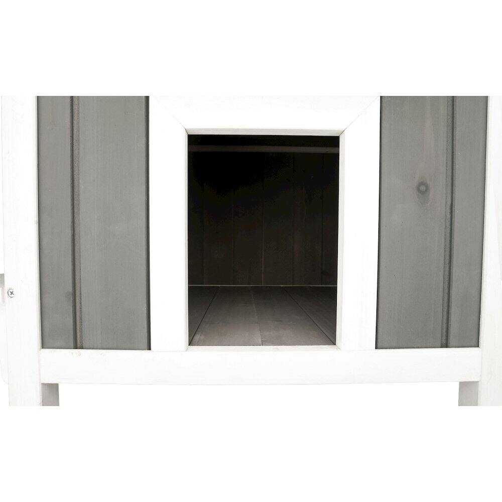 Alt View 2. TRIXIE - Wooden Outdoor or Indoor Cat House with Shaded Balcony for Small Cats, Gray - Gray/White.