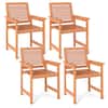 Front. Gymax - Gymax Patio Chairs Set of 4 Outdoor Wooden Dining Chairs w/ Inclined Backrests - Natural.