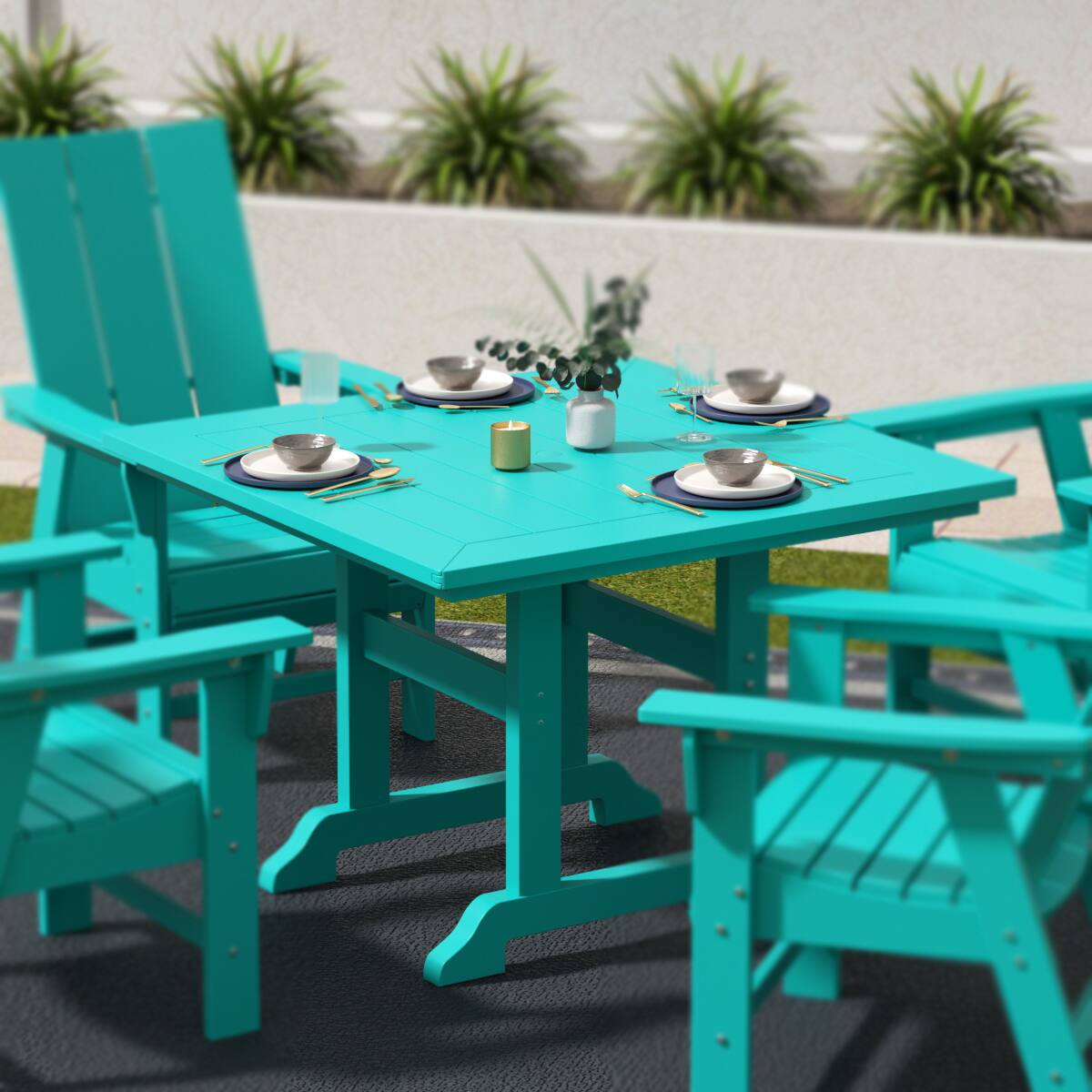 Angle. WestinTrends - WestinTrends Malibu 43" Outdoor Patio Square Dining Table - Turquoise.