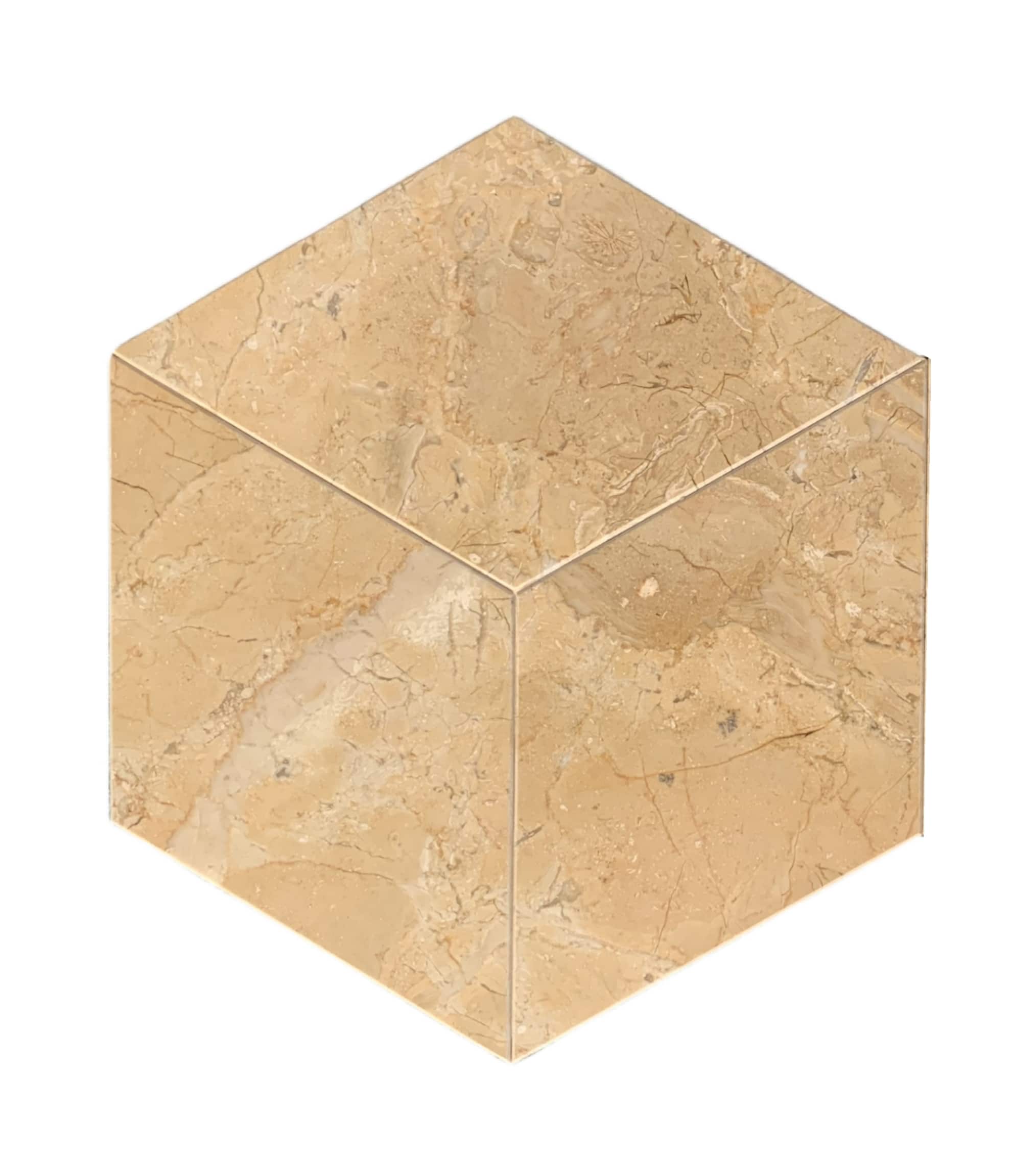 APRILSOUL - Hexagon Gold Yellow Beige Natural Marble Tiles Polished - White