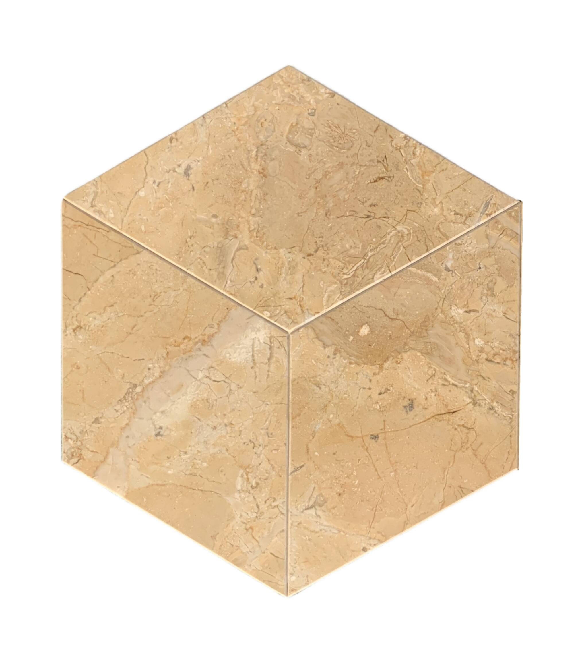 Front. APRILSOUL - Hexagon Gold Yellow Beige Natural Marble Tiles Polished - White.