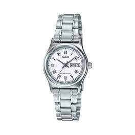Casio - Women's White Dial Analog Watch Stainless Steel Bracelet - LTP-V006D-7BUDF - Silver