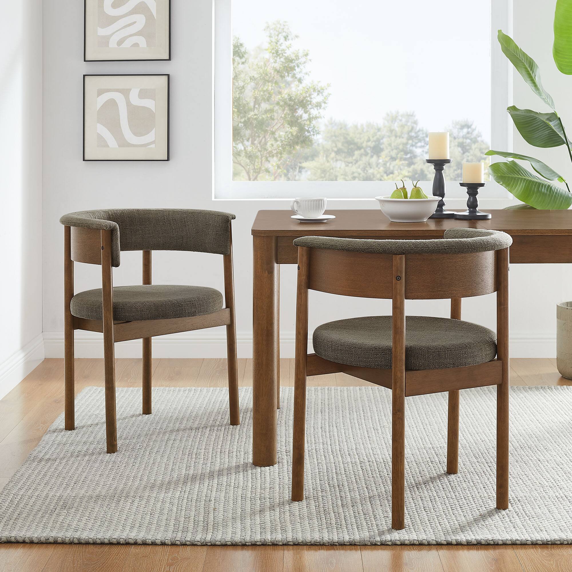 Alt View 5. Modway - Clea Curved Upholstered Dining Chairs Set Of 2 by Modway - Brown.