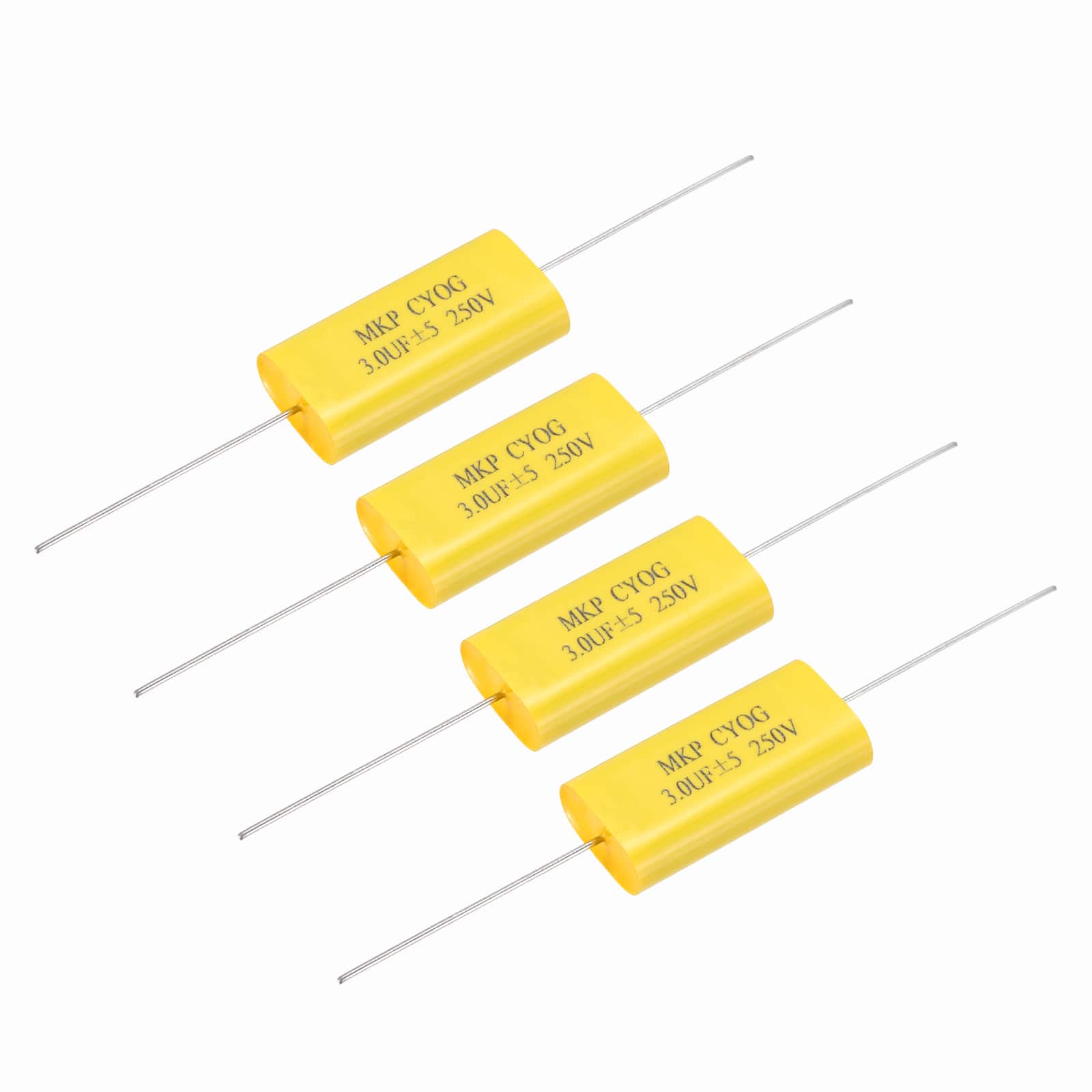 Unique Bargains - 4pcs 3uF Frequency Divider Capacitor, 250V Audio Speaker Crossover Non-Polarity Polypropylene MKP Film Capacitor - Yellow price history on PriceWatchPro