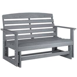 Outsunny - 2-Person Outdoor Glider Bench Patio Double Swing Rocking Chair Loveseat w/ Slatted HDPE Frame for Backyard Garden Porch - Distressed Gray