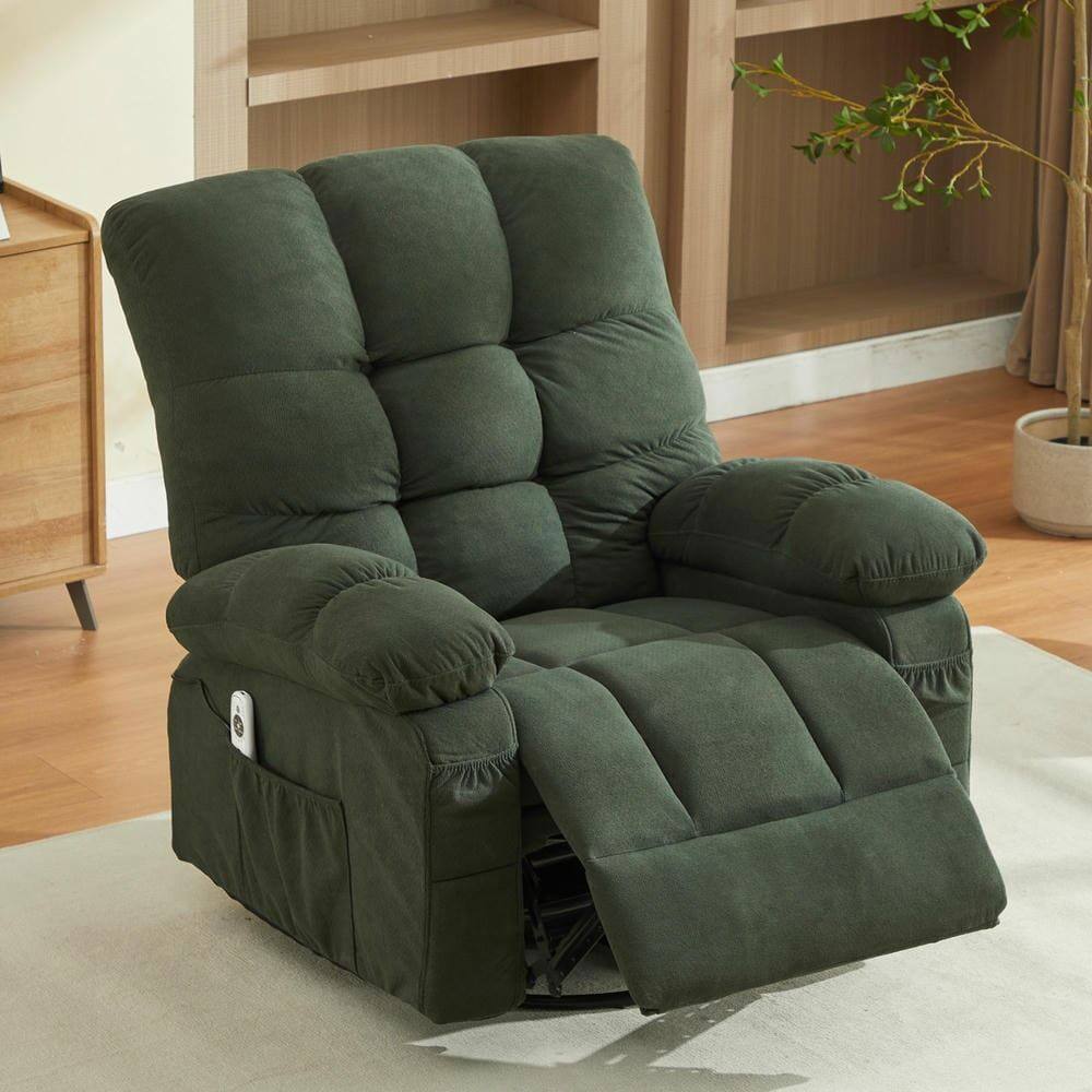 Alt View 2. Kadyn - Oversized Swivel Recliner Chair with Massage & Heat, 350lb Capacity, 8 Vibration Modes, USB Port, Green - Green.