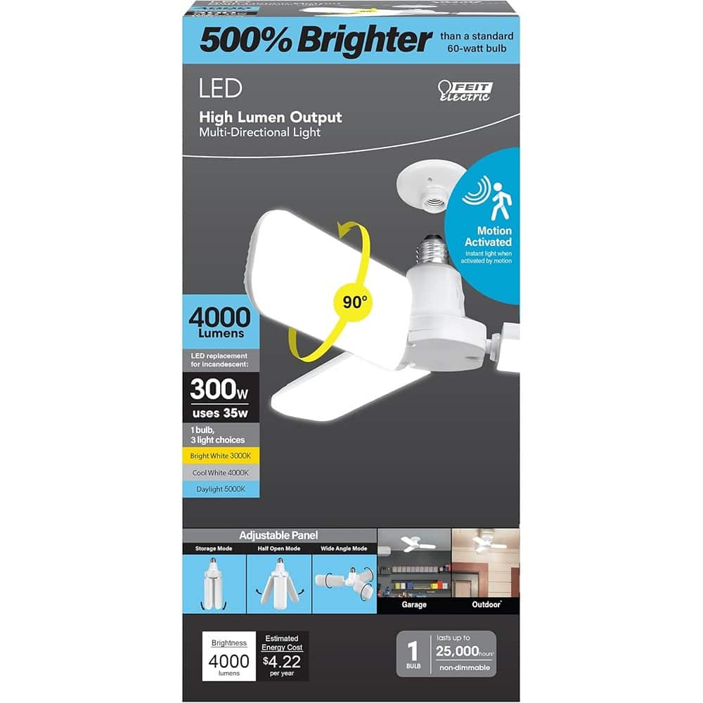 ACJPR - LED Motion Sensor Panel Light – 300W, E26, Selectable White