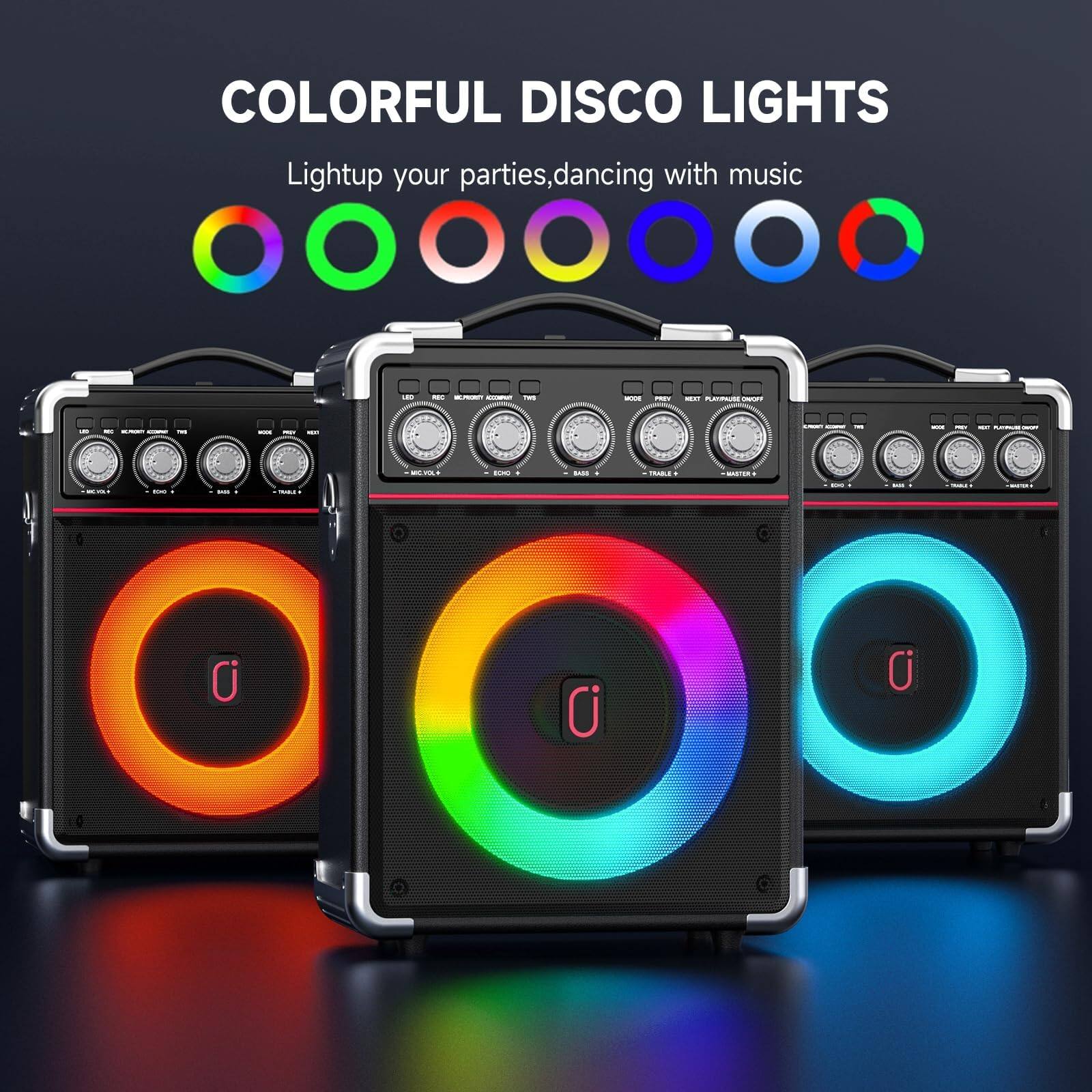 COLORFUL DISCO LIGHTS  
Lightup your parties, dancing with music