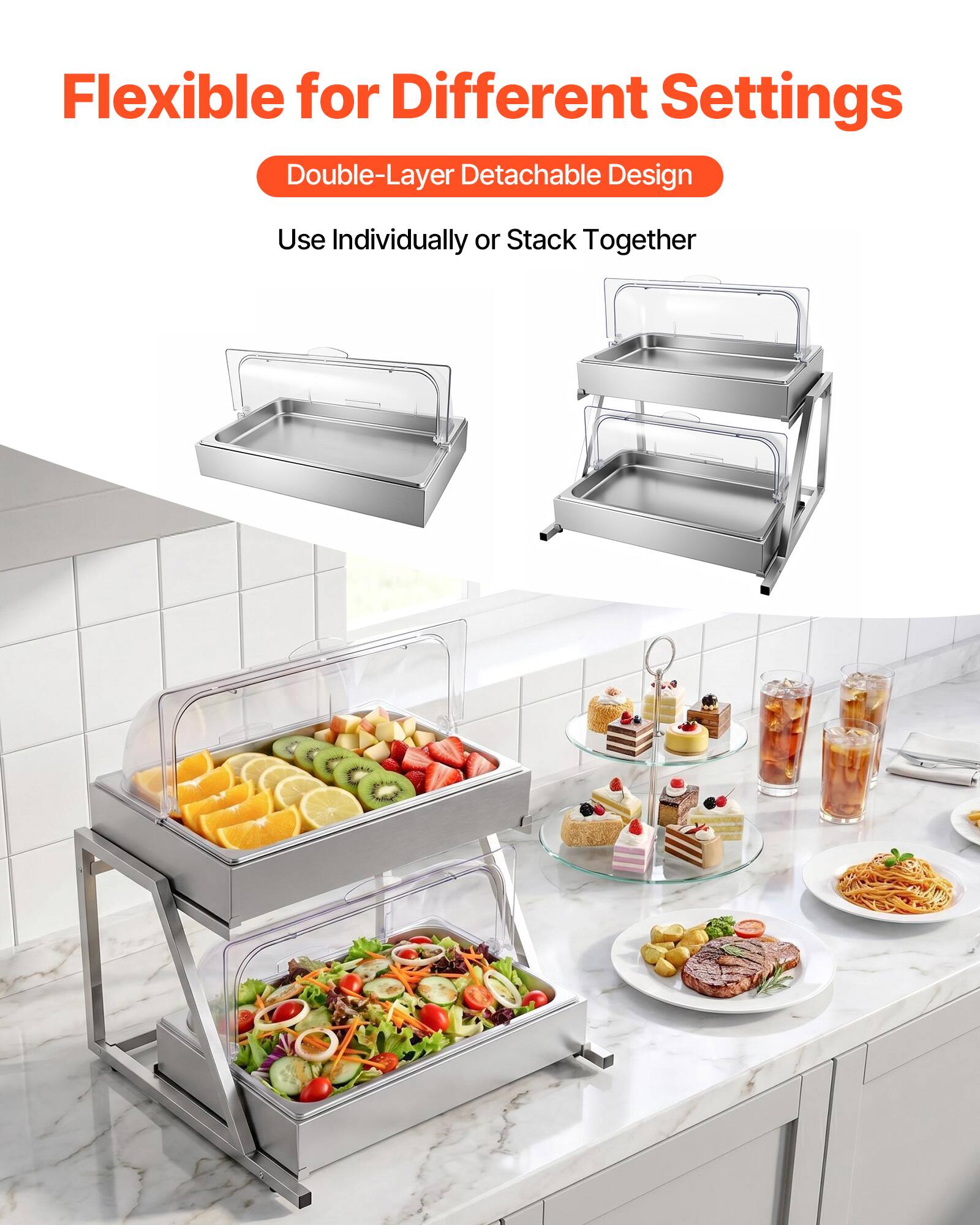 Flexible for Different Settings  
Double-Layer Detachable Design  
Use Individually or Stack Together